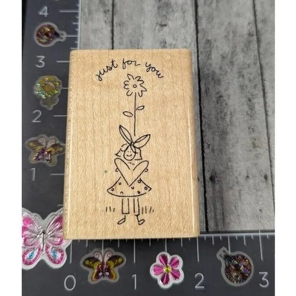 CTMH Just For You Flower Great Day S702 Rubber Stamp Wood #D91